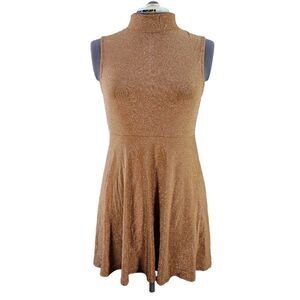 Wild Fable Gold Sleeveless Lurex Fit & Flare Dress Sz XS